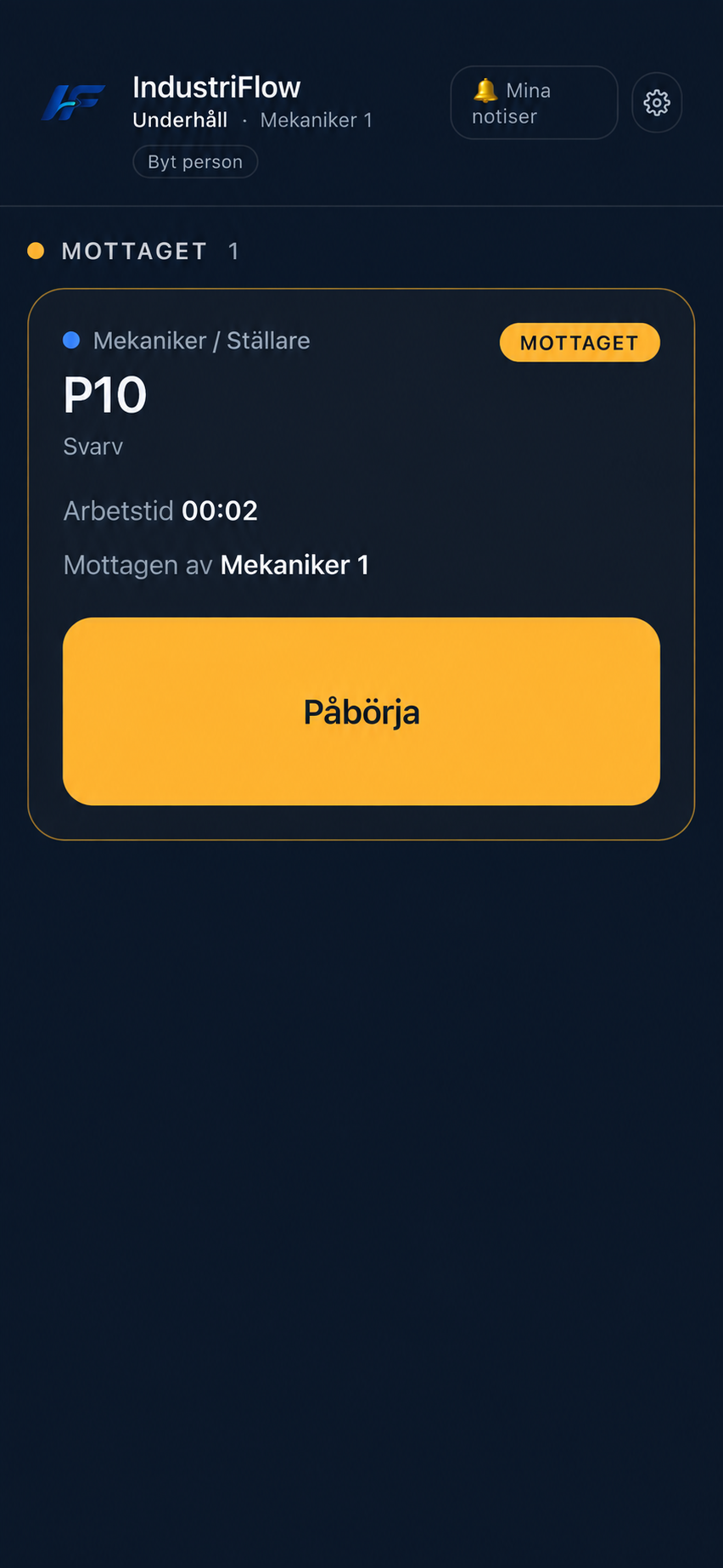 Mottaget ärende som mottagaren kan påbörja