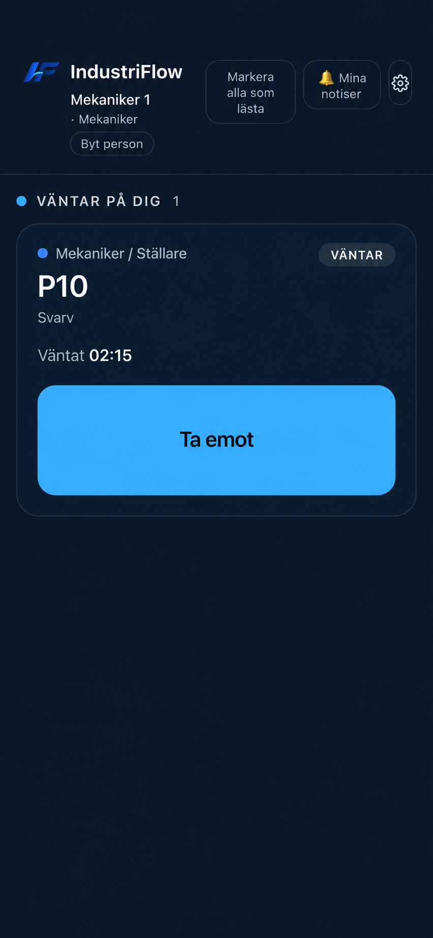 Väntande ärende som mottagaren kan ta emot